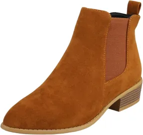 Ankle Boots for Women, Women's Fashion Pointed Toe Faux Stack Low Block Heel Side Zipper Ankle Boots Chelsea Shoes