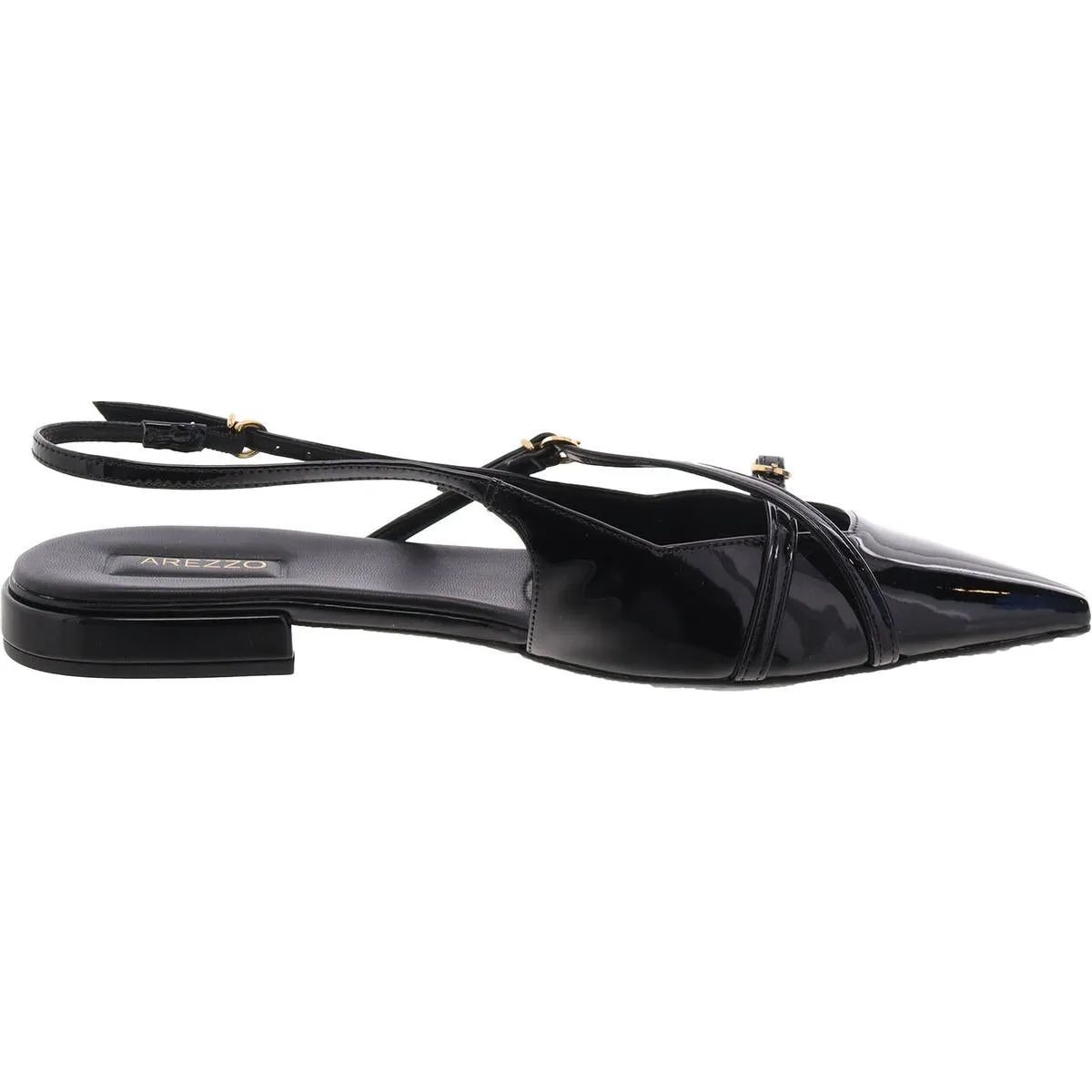 Arezzo Womens Tiffany Patent Strappy Ballet Flats