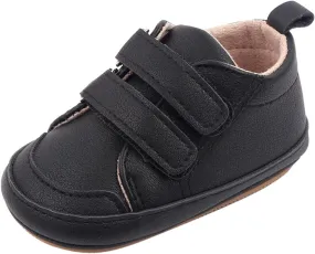 Baby High Ankle Hook & Loop Sneakers Anti-Slip Sole PU Leather Infant Newborn First Walking Crib Canvas Shoes