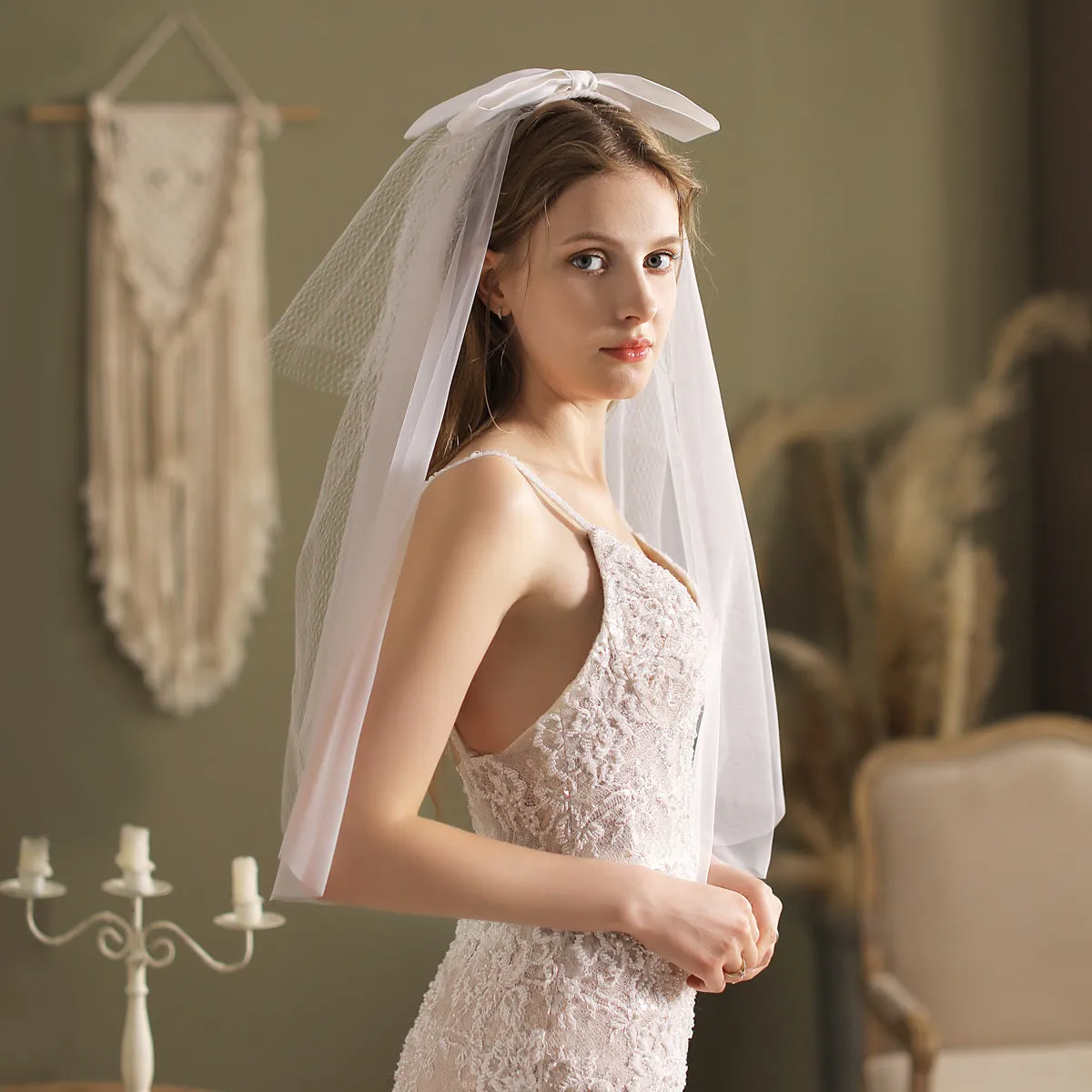 Big Bow Veil Waist Length