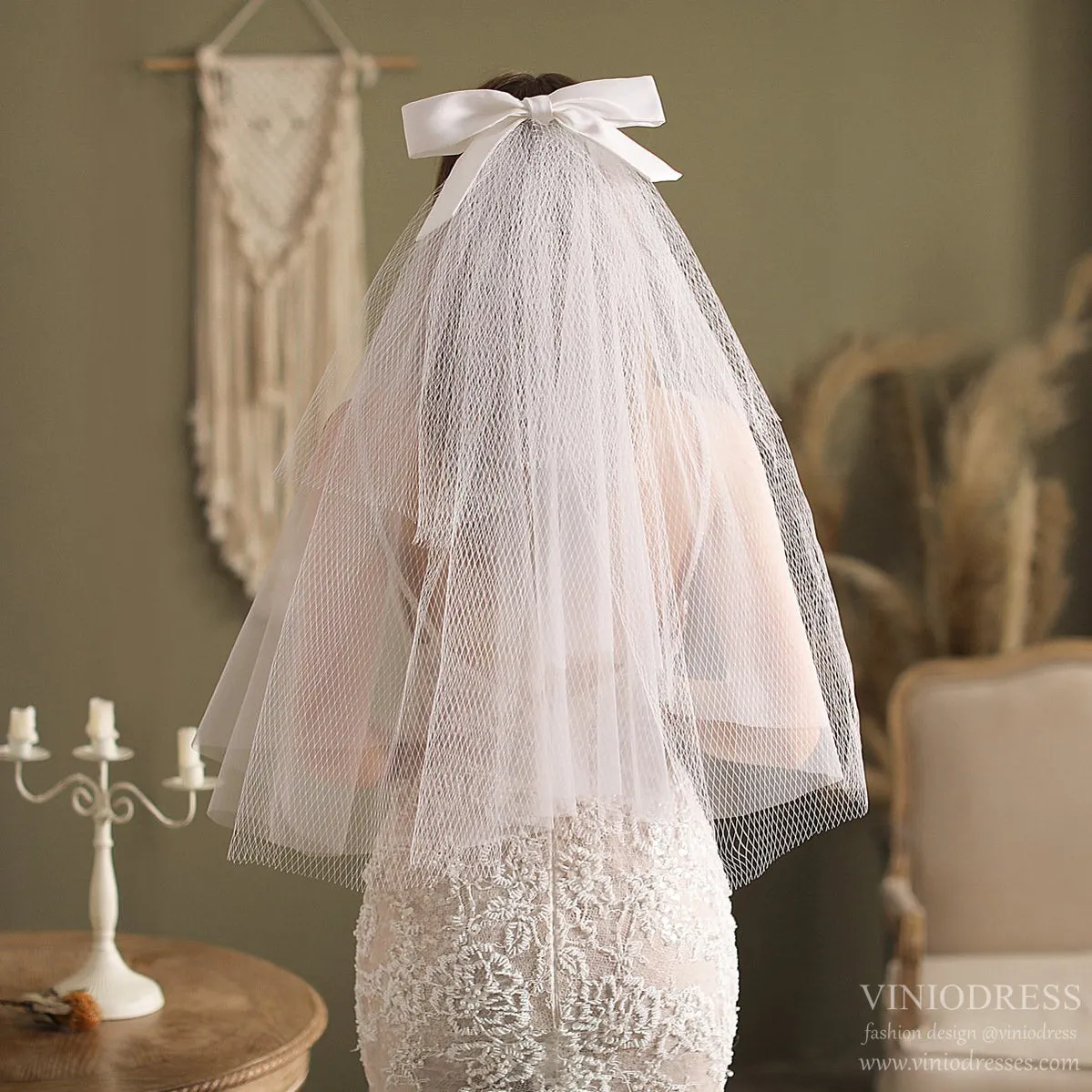 Big Bow Veil Waist Length