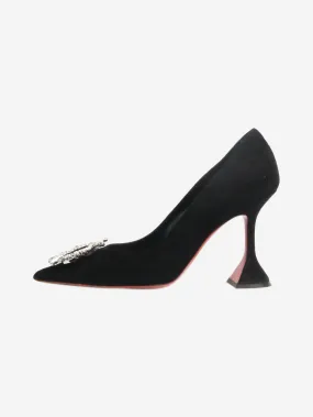 Black Begum bejewelled suede pumps - size EU 37