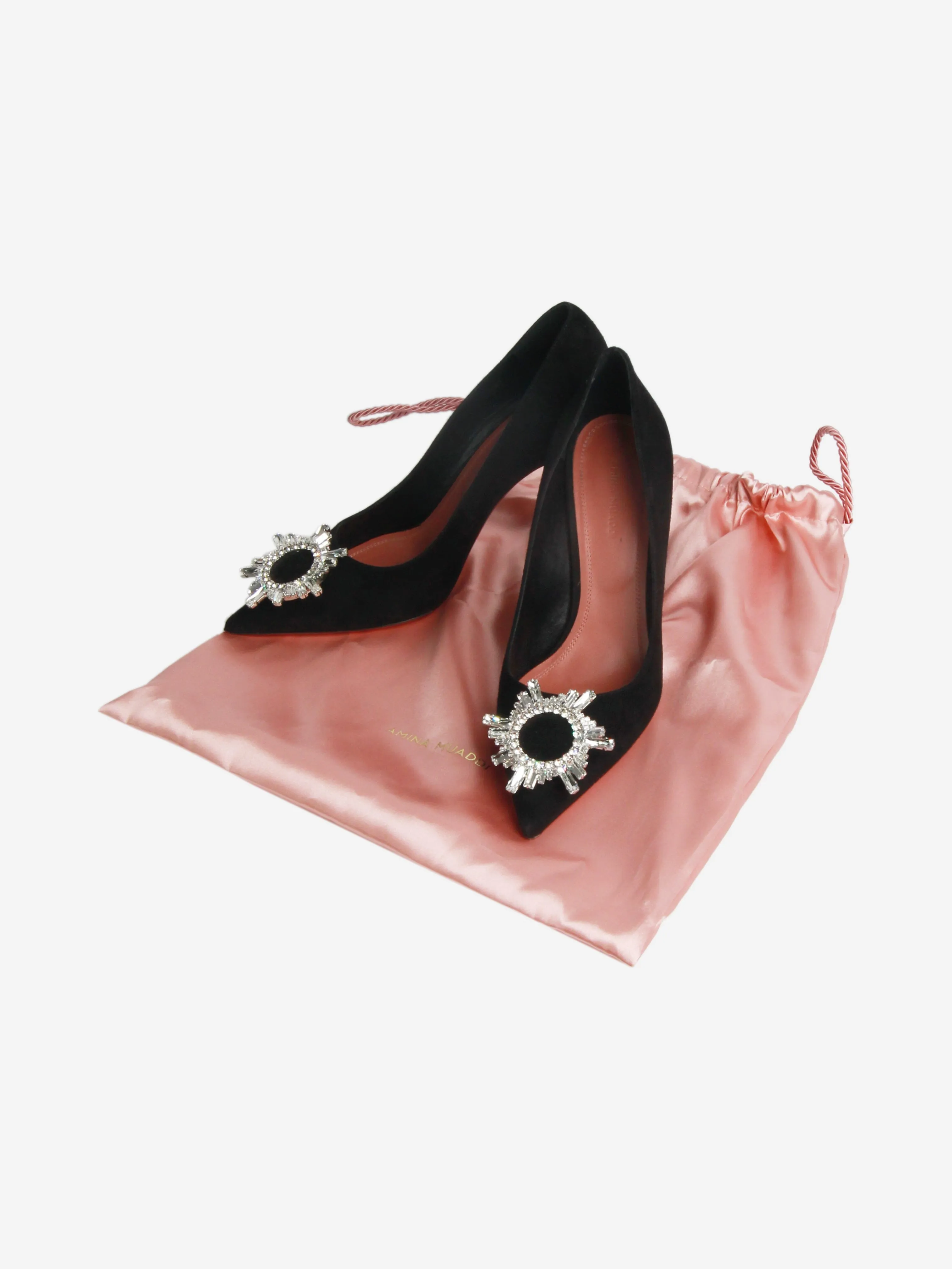 Black Begum bejewelled suede pumps - size EU 37