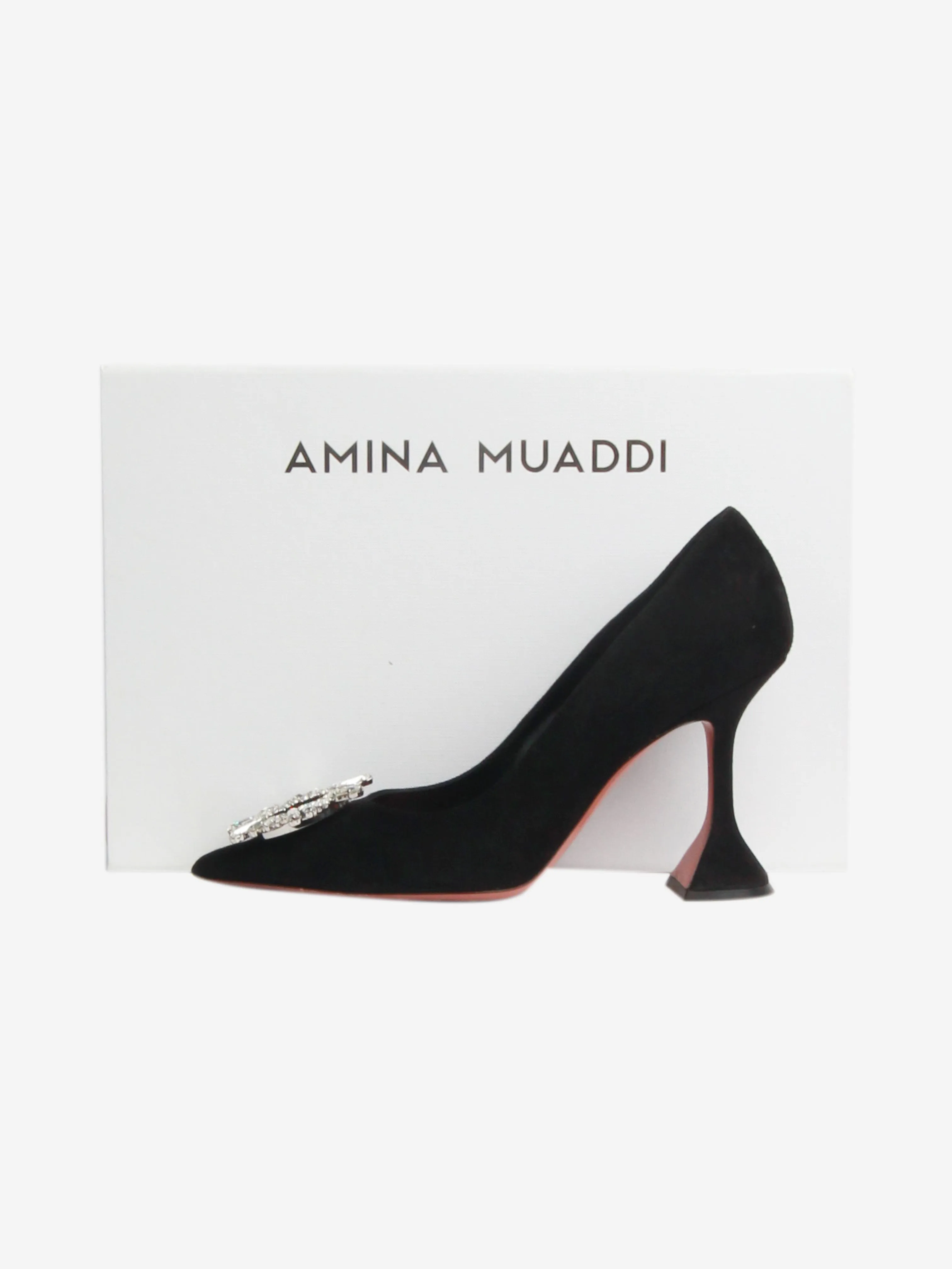 Black Begum bejewelled suede pumps - size EU 37