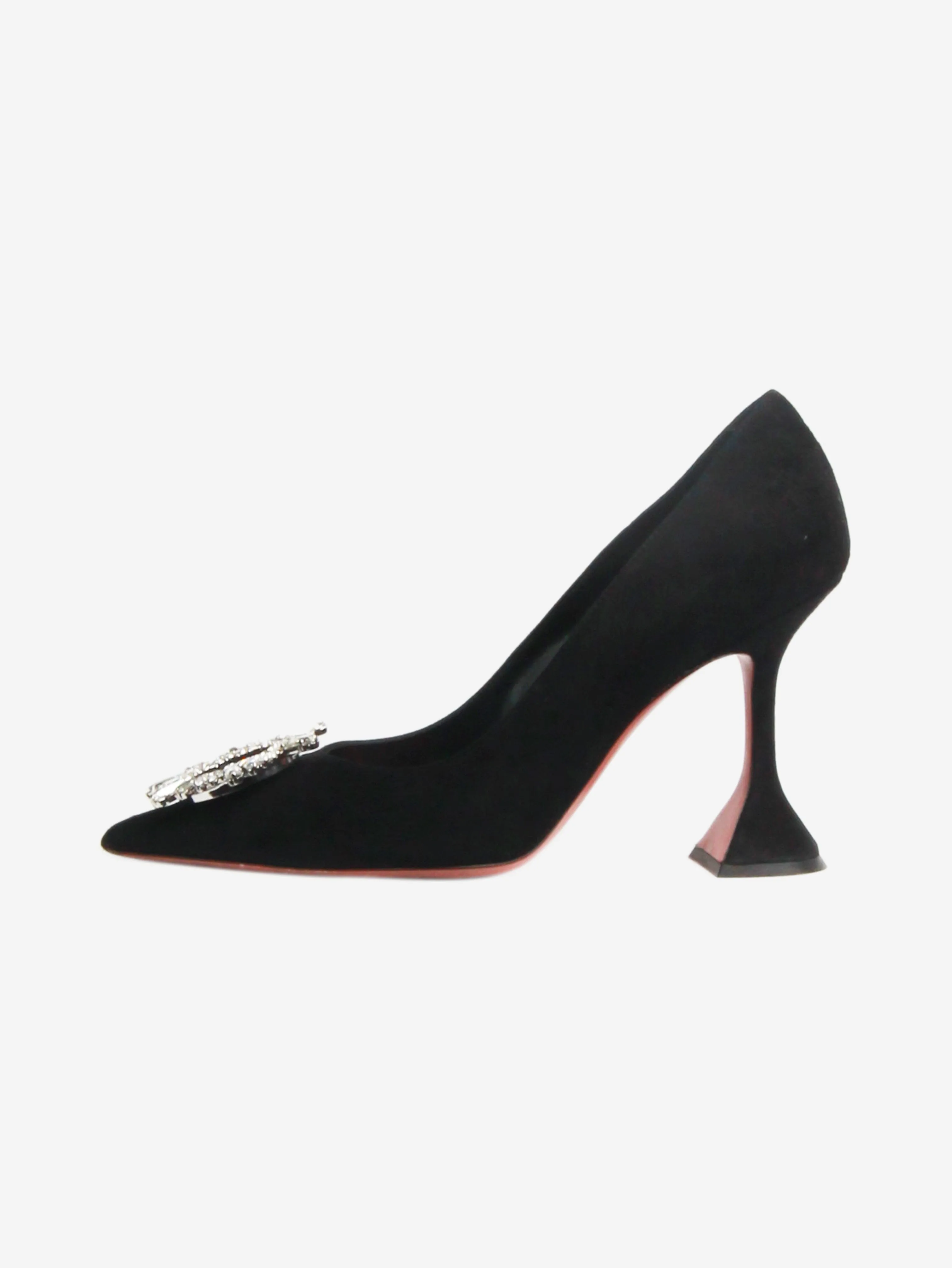 Black Begum bejewelled suede pumps - size EU 37