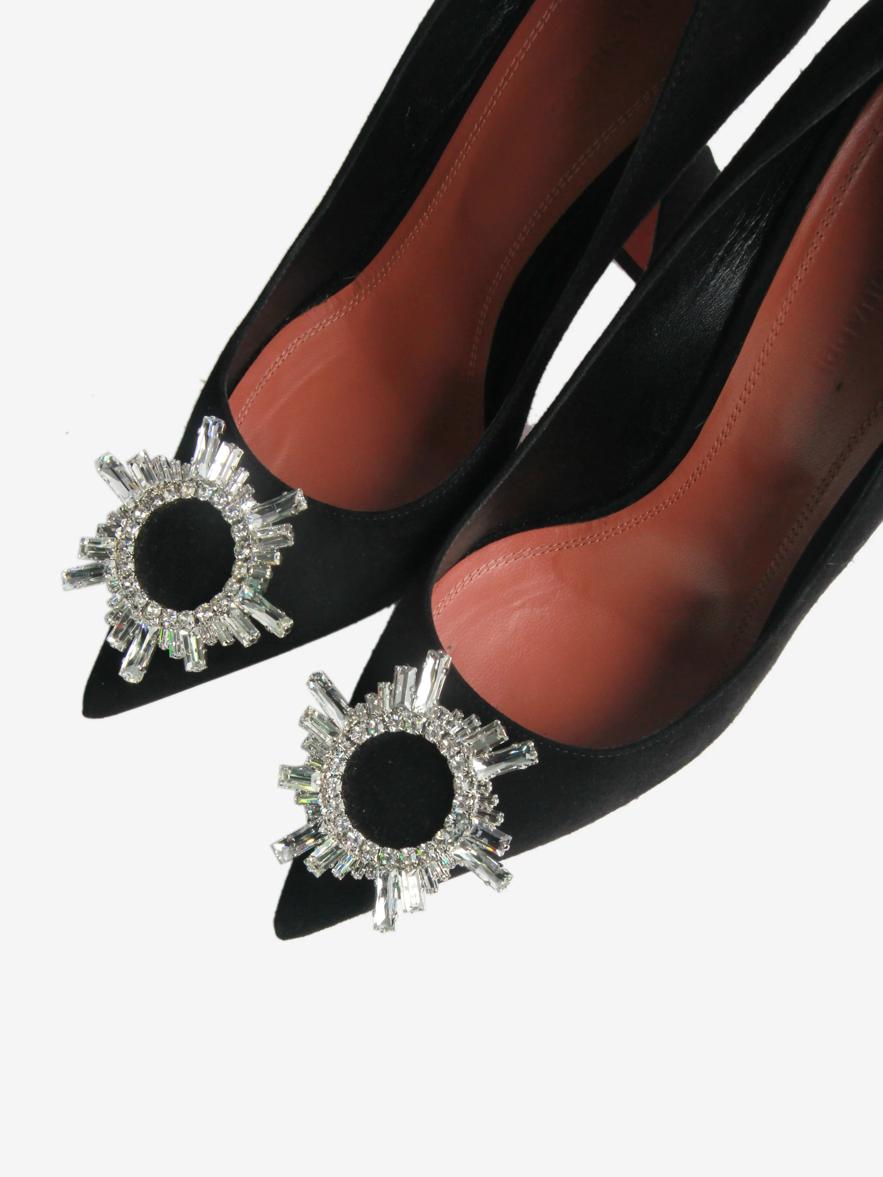 Black Begum bejewelled suede pumps - size EU 37