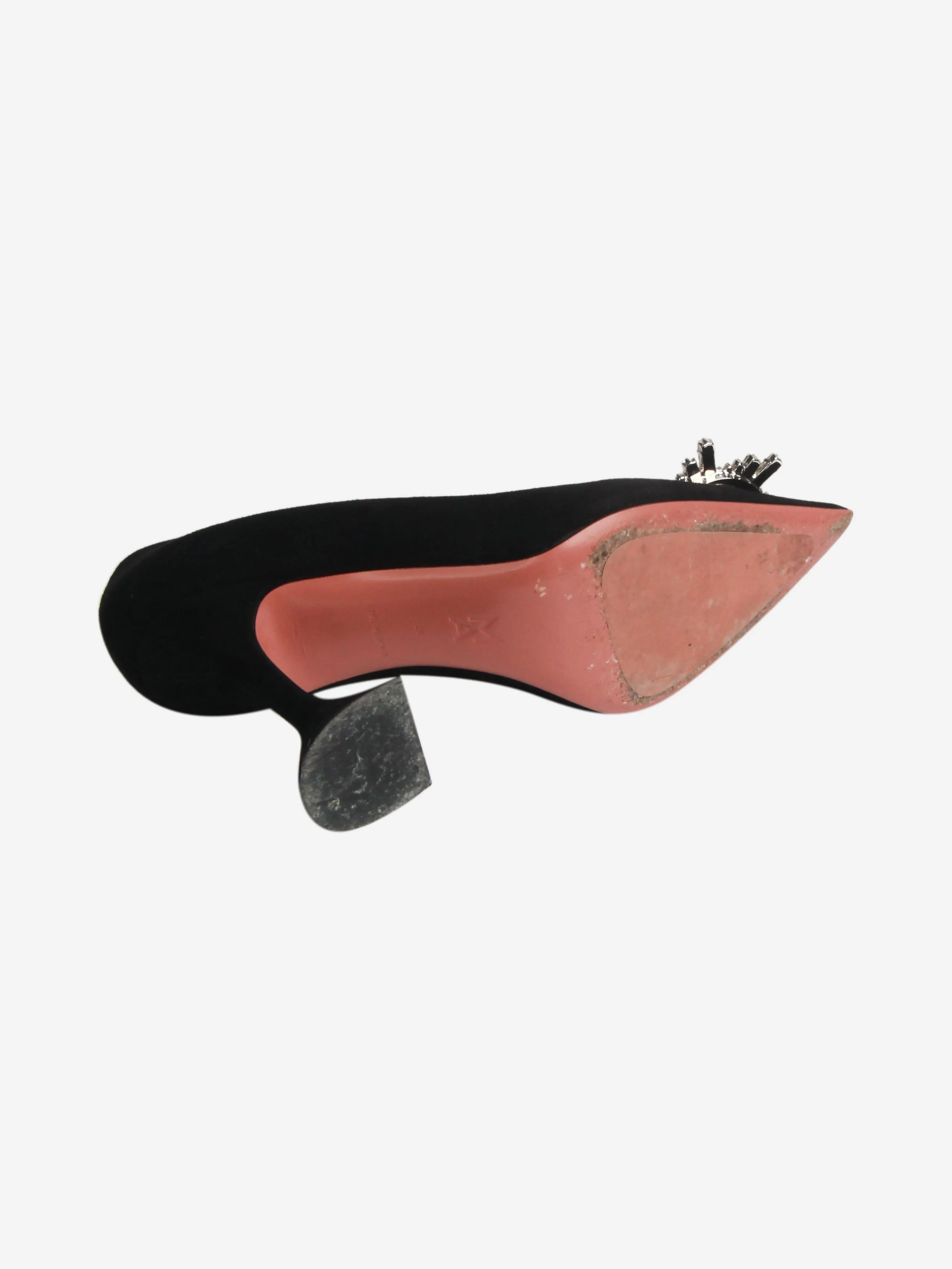Black Begum bejewelled suede pumps - size EU 37