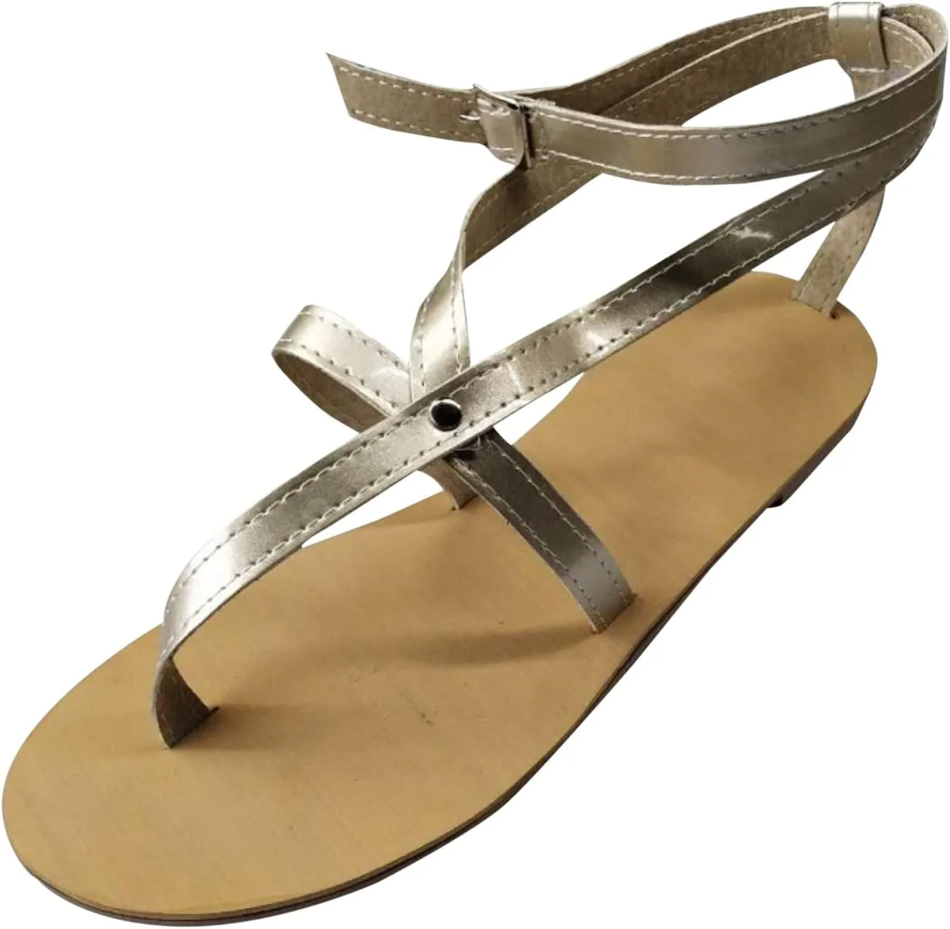 CsgrFagr Girl and Womens Flat Sandles Flat Comfortable Shoes and Flat Footwear Women Summer Sandals with Arch Support (Gold, 6.50)