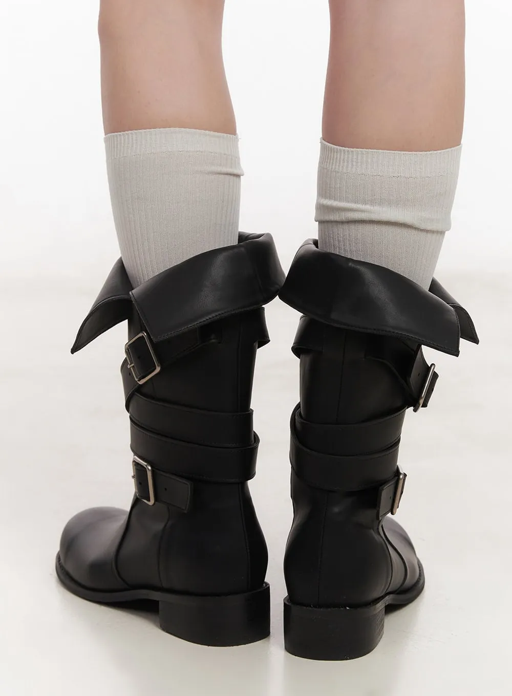 Double Buckle Mid-Calf Boots CM517