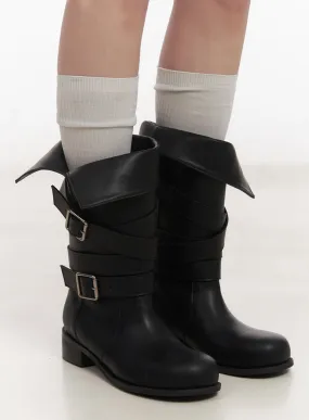 Double Buckle Mid-Calf Boots CM517