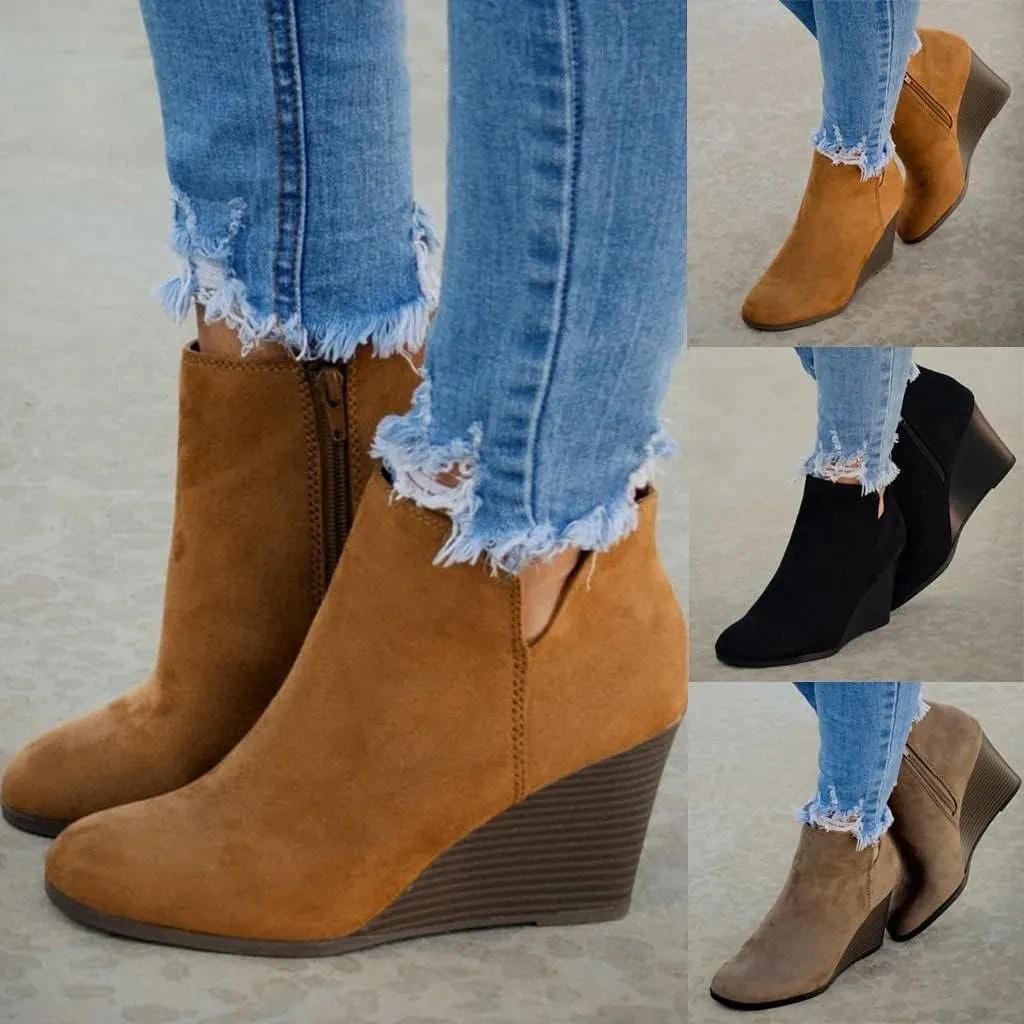 Gibobby Ankle Booties for Women Flat,Hollow Ankle Boots Low Chunky Block Stacked Heel Boots Slip On Pointed Toe Western Shoes