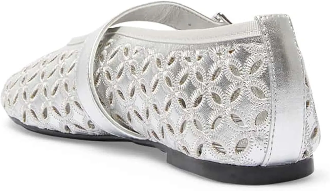 Hollow Out Ballet Flats for Women,Buckle Strap Mesh Mary Jane Flats Round Toe Embroidered Flowers Comfortable Breathable Casual Daily Dress Ballerina Flat Shoes