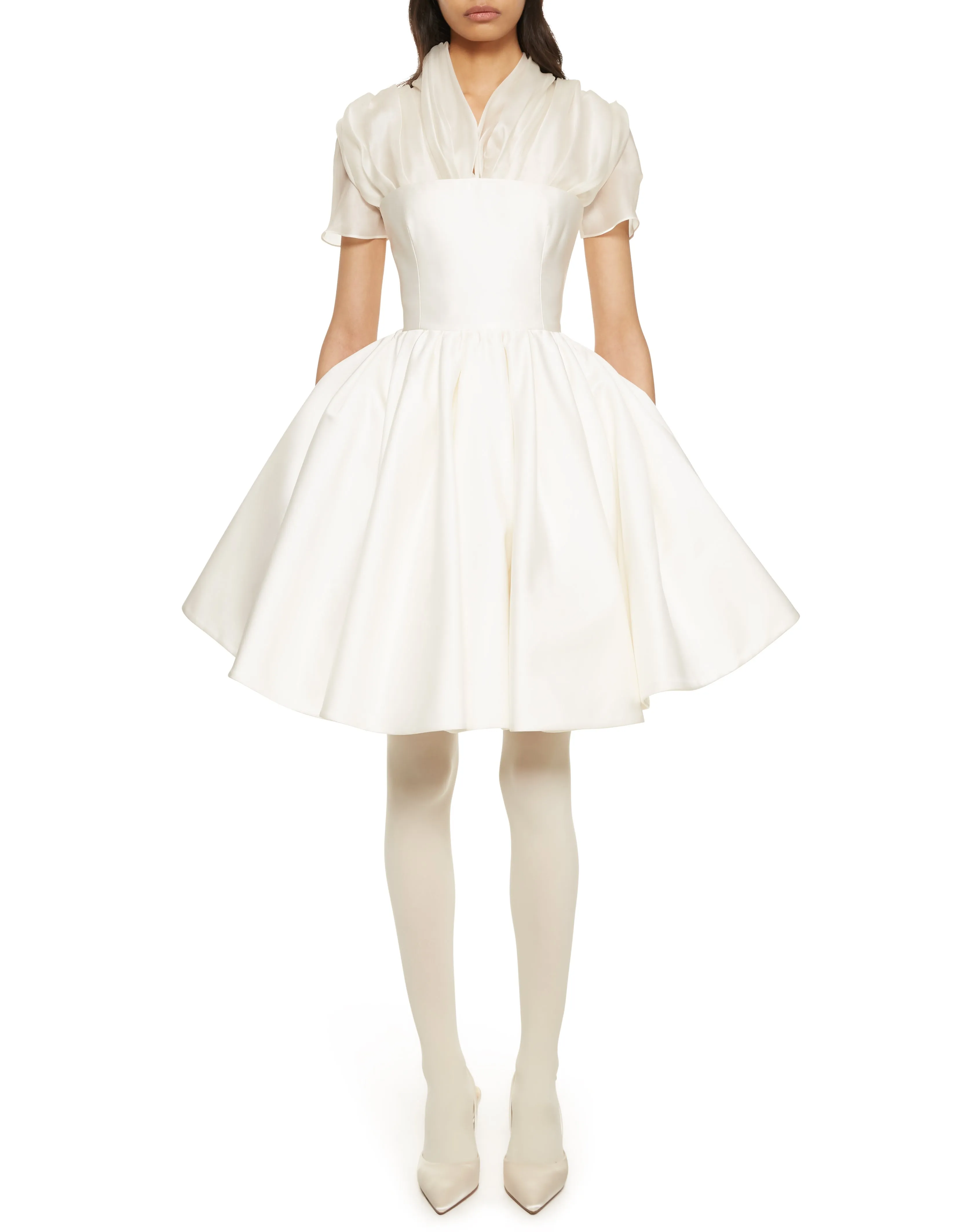Ivory Silk Shadow Mini Dress