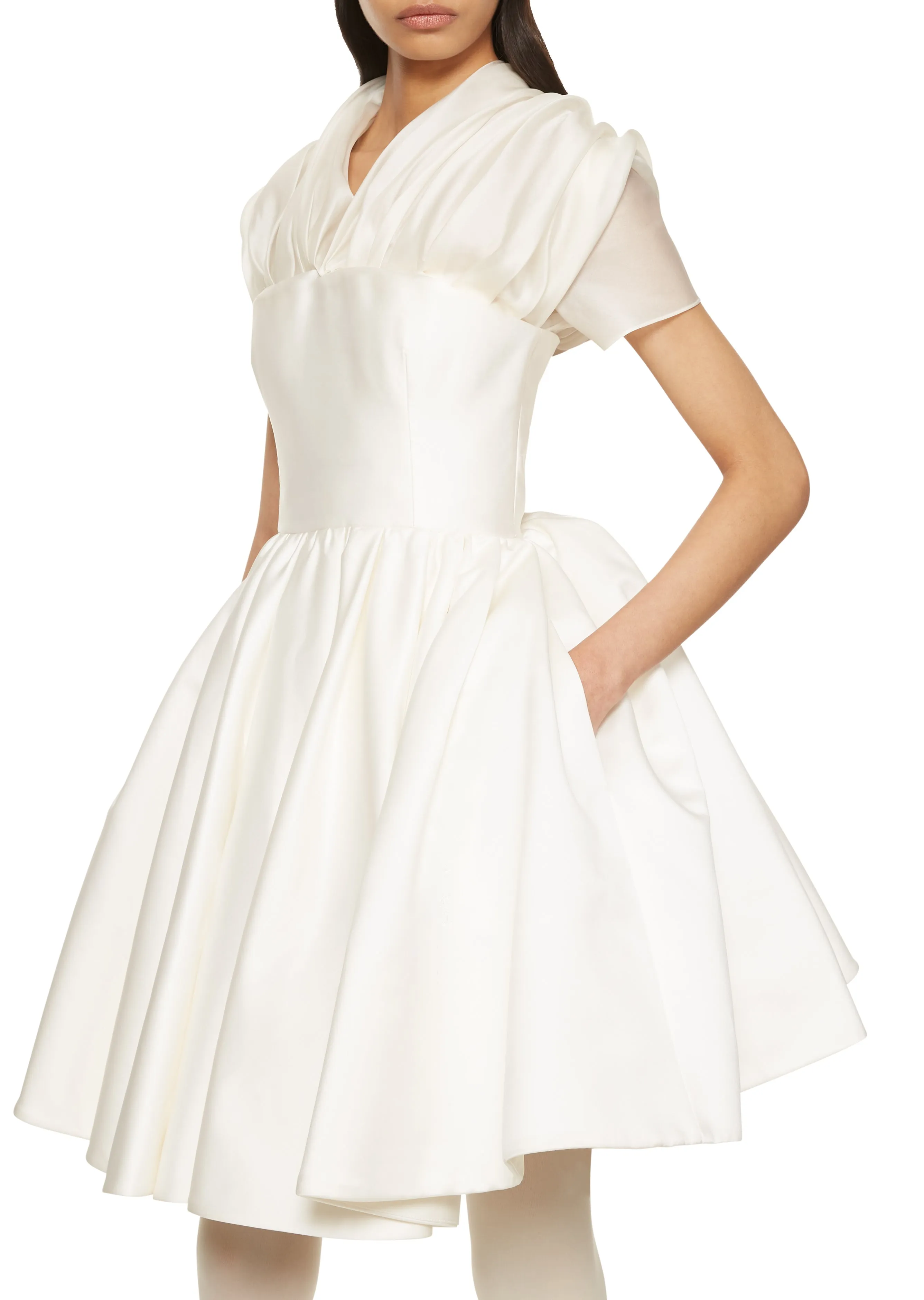 Ivory Silk Shadow Mini Dress