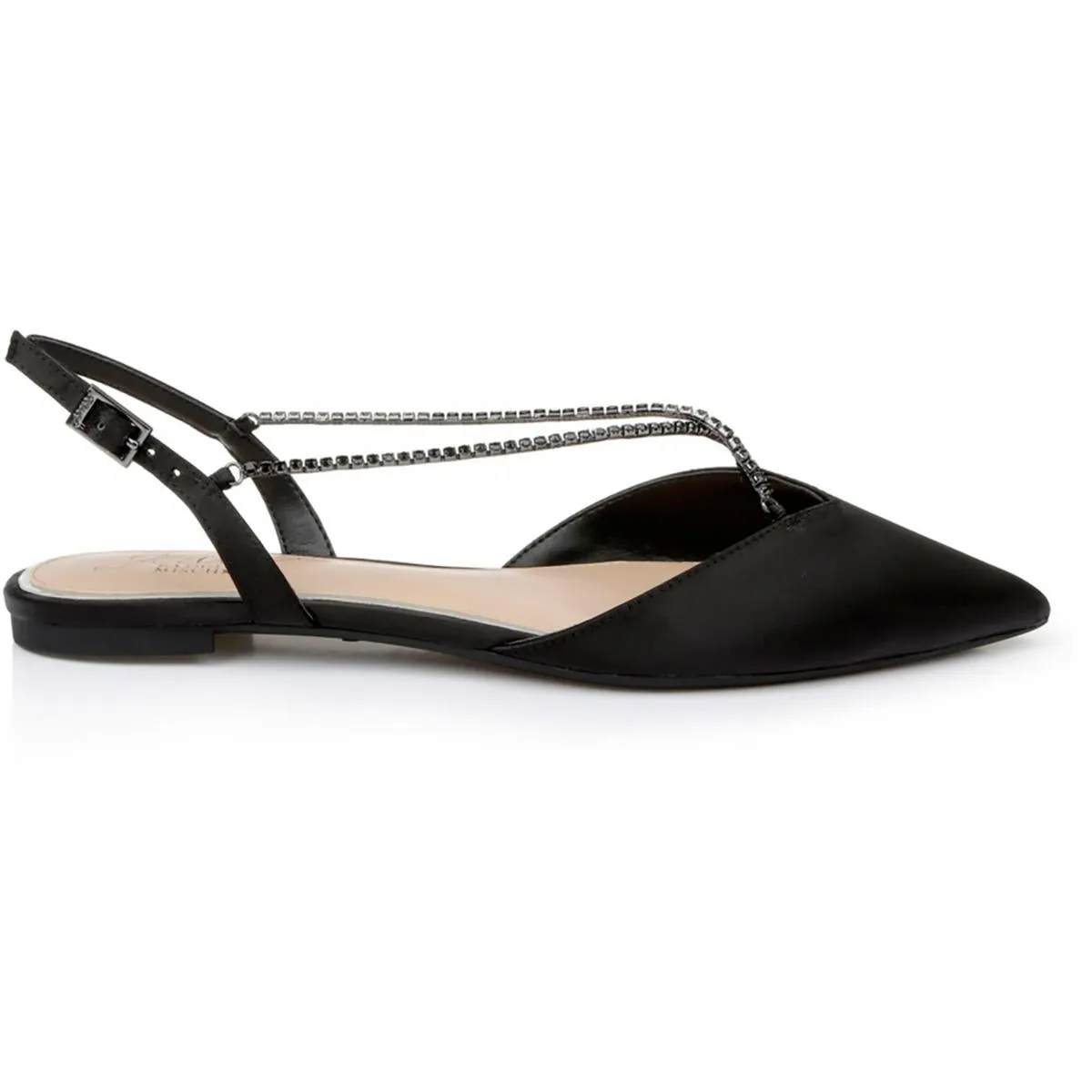 Jewel Badgley Mischka Womens Alanna Satin Slip-On Ballet Flats