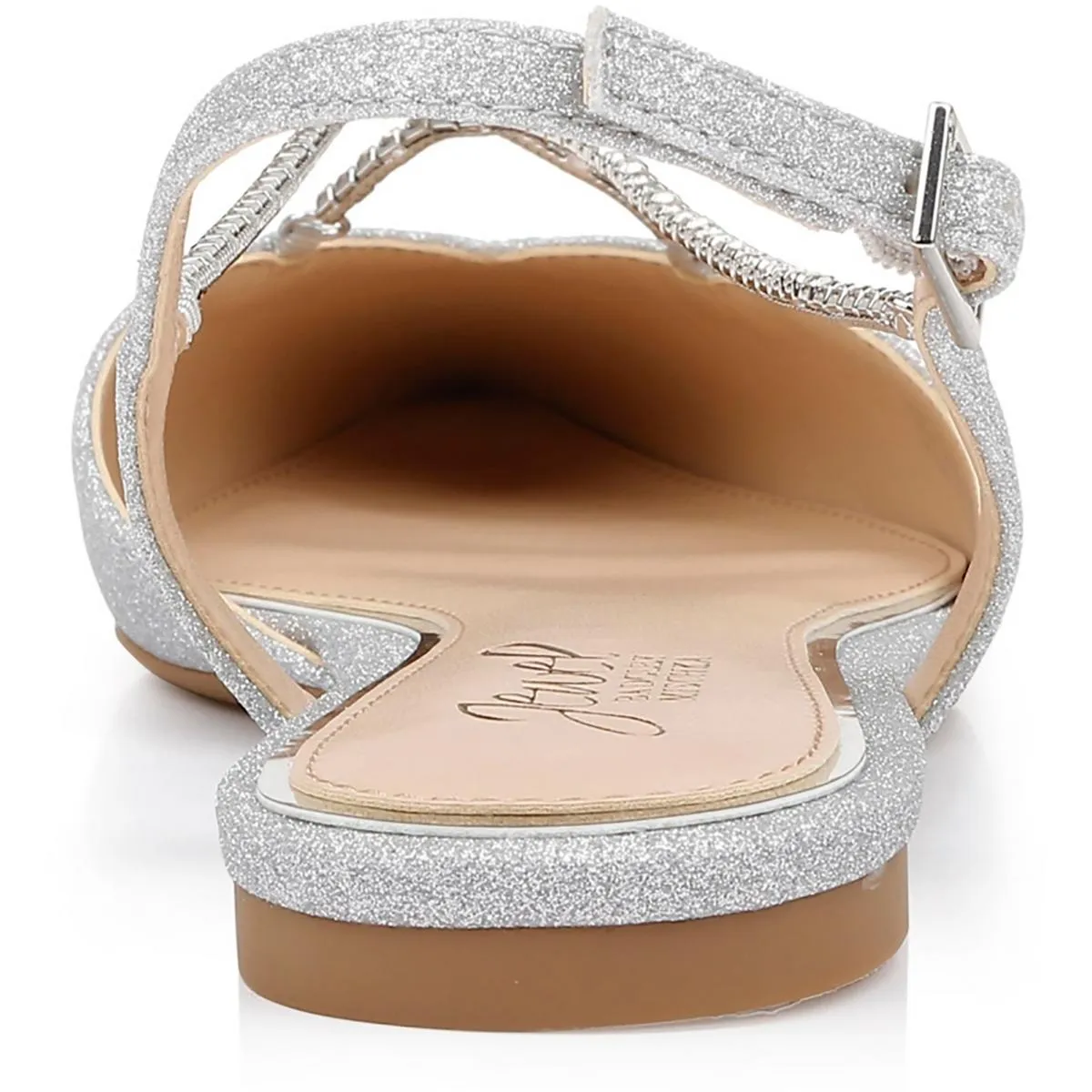 Jewel Badgley Mischka Womens Alanna Satin Slip-On Ballet Flats