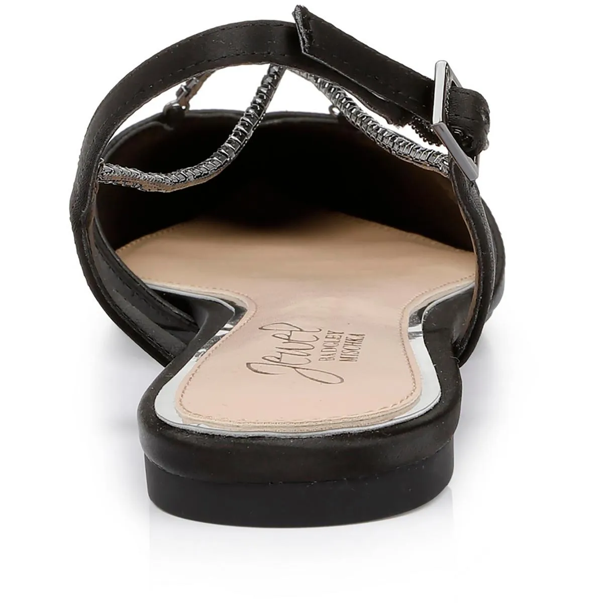 Jewel Badgley Mischka Womens Alanna Satin Slip-On Ballet Flats