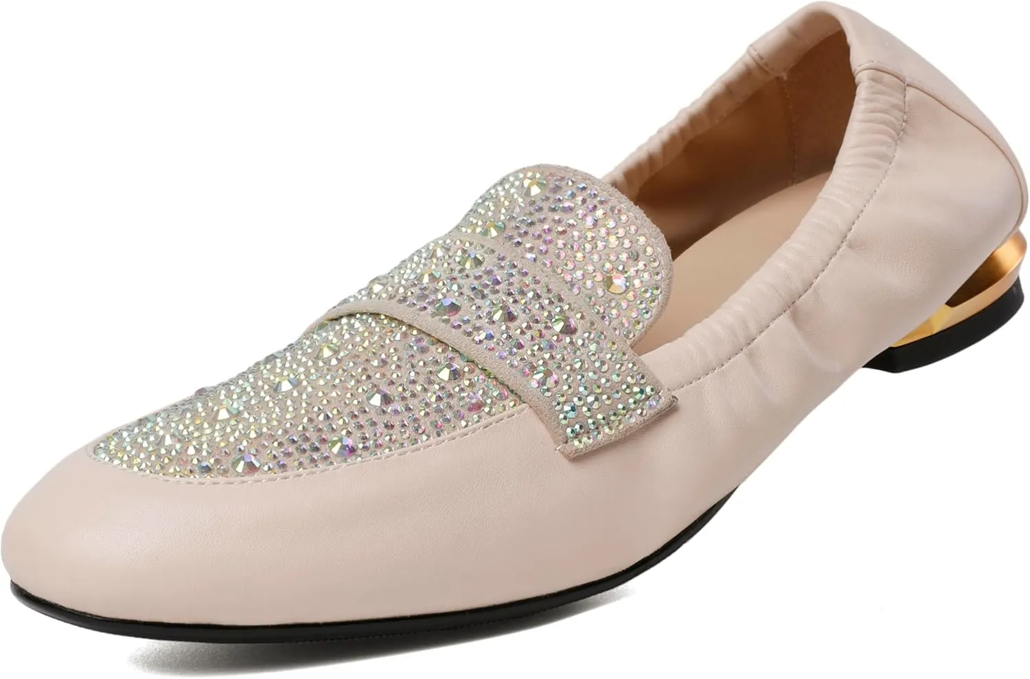 Joseywade Women's Ballet Flat Shoes Round Toe Slip On Rhinstone Walking Flats Cute Casual Low Comfort Soft Dress Shoes