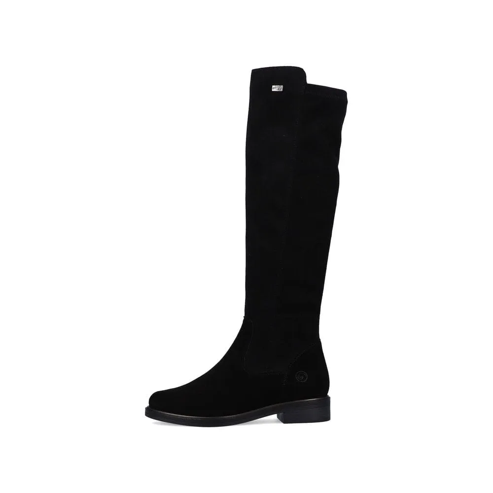 Knee High Suede Boots in Black