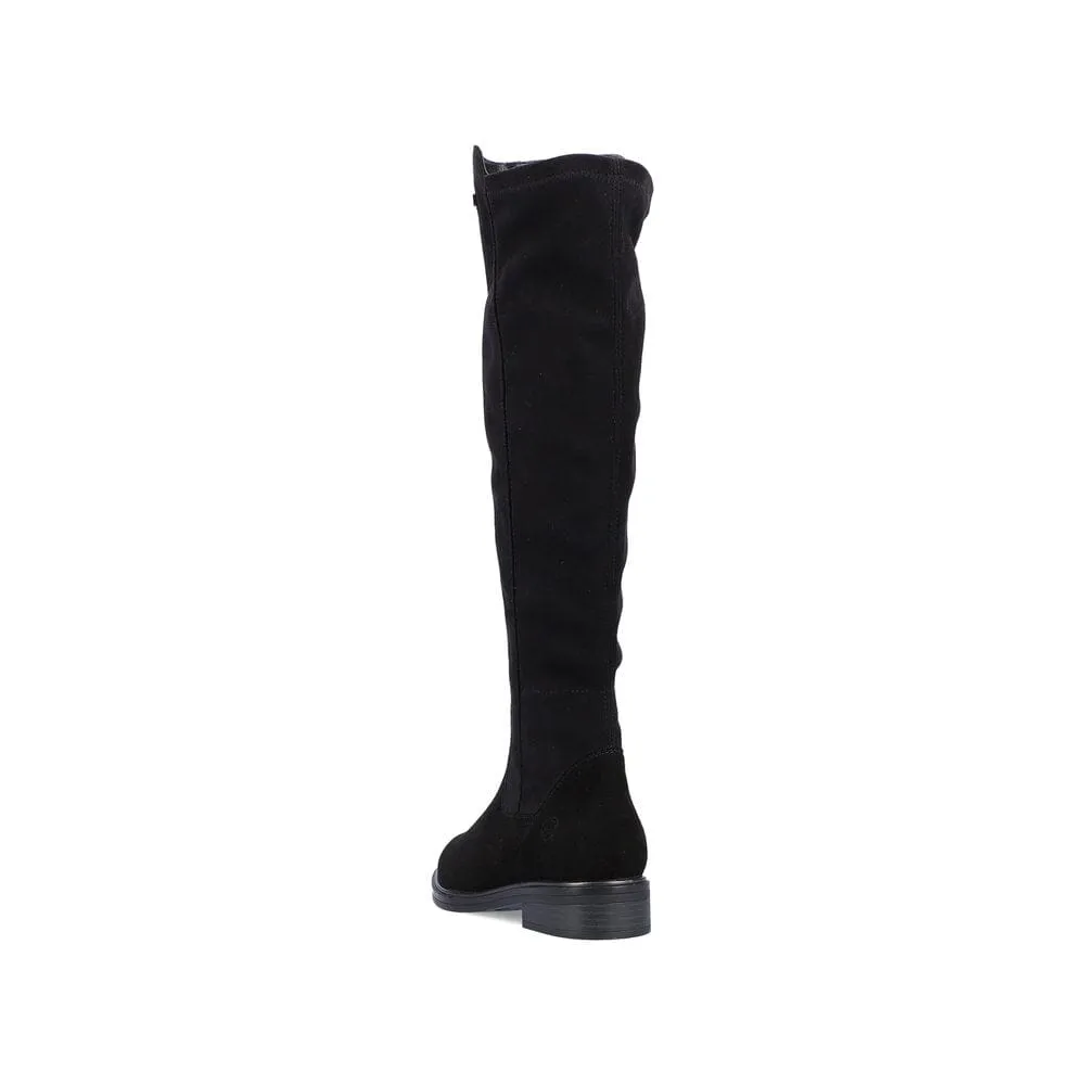 Knee High Suede Boots in Black