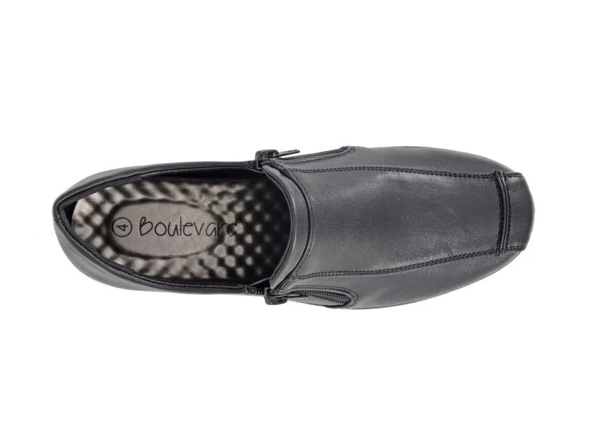 Stylish Black Wedge Work Shoe for Women with Double Zippers - Boulevard L399A