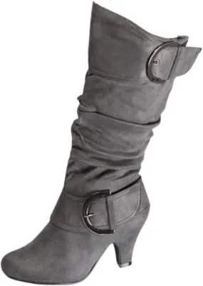 Ladmiple Fall Boots Women Knee High Wide Calf Slouchy Western Cowboy Boots Fashion Pointed Toe Cone Heel Cowgirl Boots
