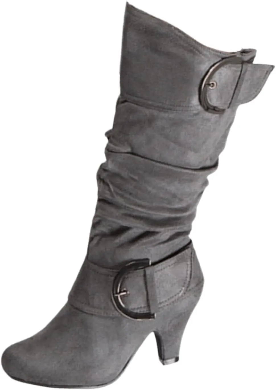 Ladmiple Fall Boots Women Knee High Wide Calf Slouchy Western Cowboy Boots Fashion Pointed Toe Cone Heel Cowgirl Boots