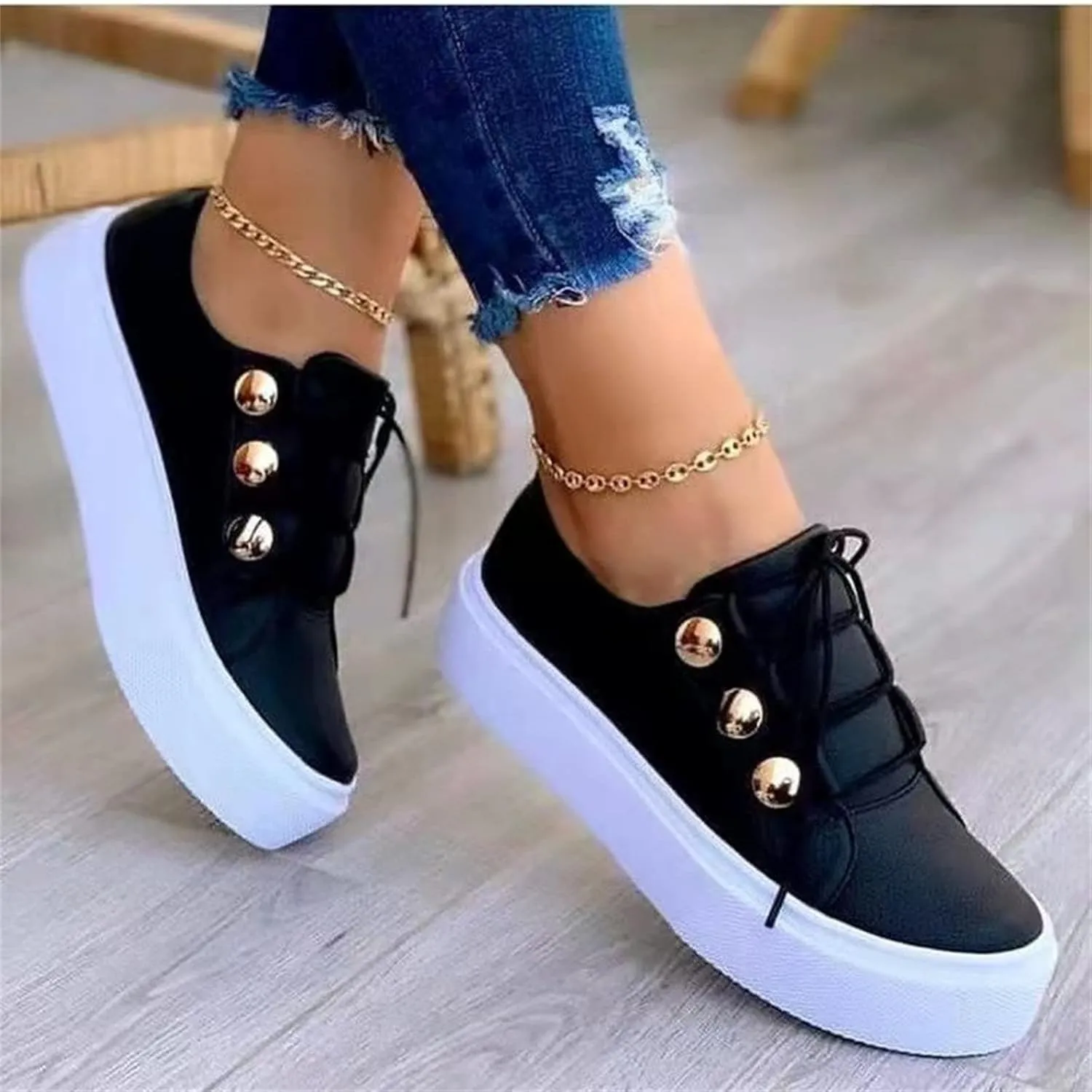 Ladmiple Shoes For Women Sneakers Slip Ons Canvas Shoes Fashion Casual Summer Low Top Platform Walking Flats Loafers