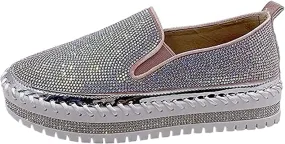 Ladmiple Sneakers For Women Walking Shoes Wide Width Slip On Sparkly Glitter Shoes Fashion Dressy Summer Flats Loafers