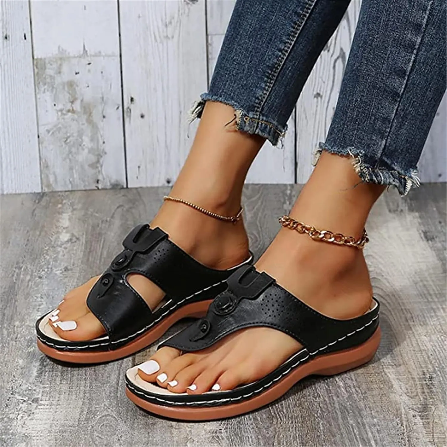 Lausiuoe Flip Flops For Women With Arch Support Wide Width Dressy Summer Orthotic Sandals Flat Feet Orthopedic Sandals