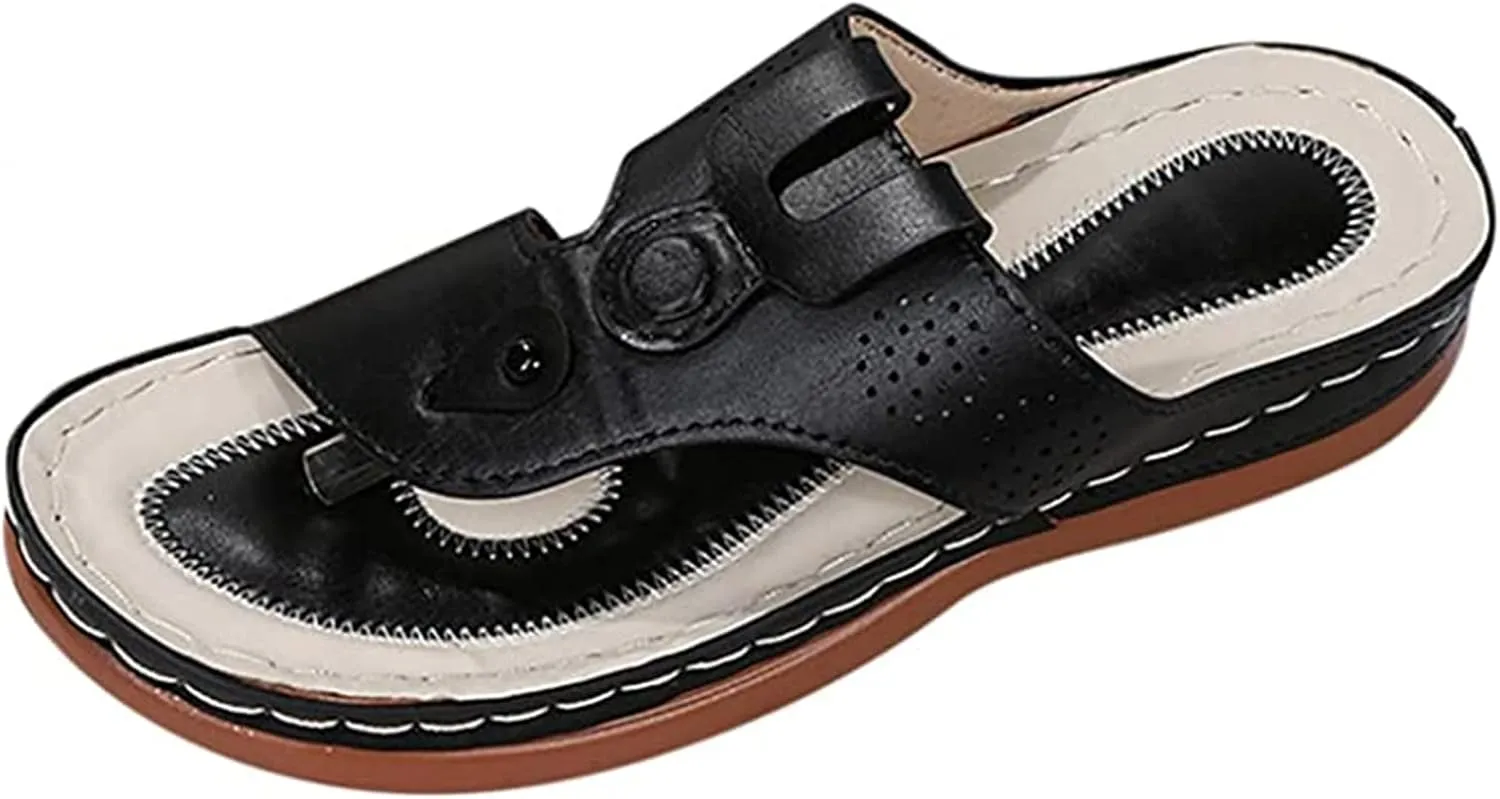Lausiuoe Flip Flops For Women With Arch Support Wide Width Dressy Summer Orthotic Sandals Flat Feet Orthopedic Sandals