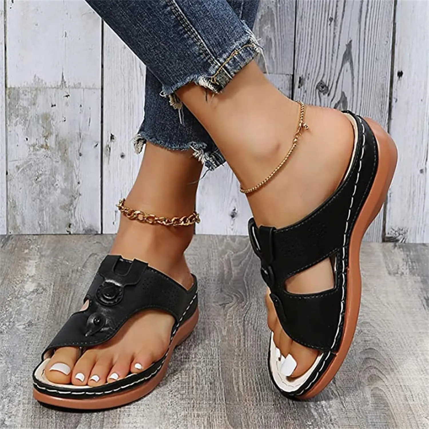 Lausiuoe Flip Flops For Women With Arch Support Wide Width Dressy Summer Orthotic Sandals Flat Feet Orthopedic Sandals