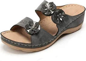 Lausiuoe Orthopedic Sandals For Women Arch Support Slide In Dressy Summer Sandals Comfy Casual Wide Width Walking Shoes