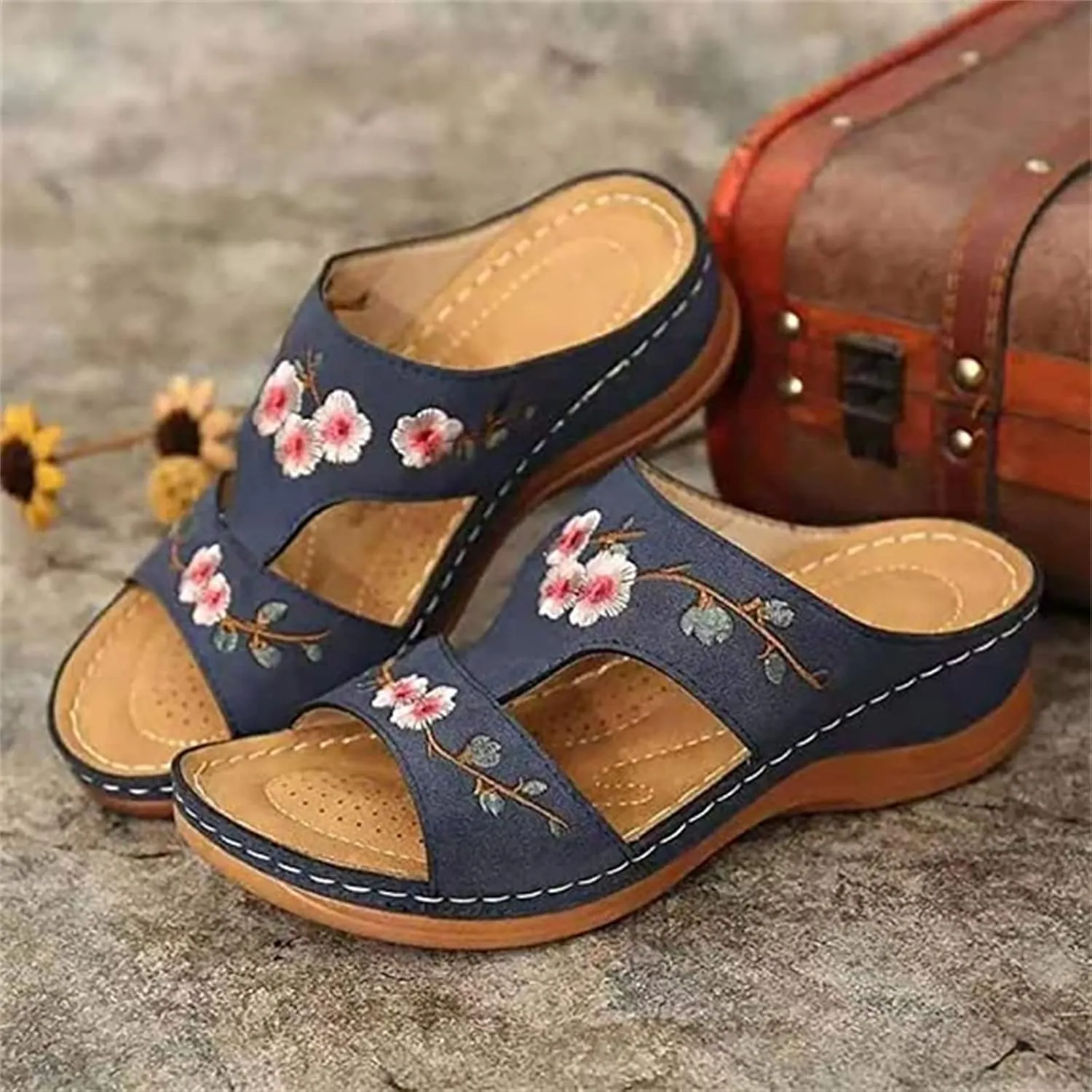 Lausiuoe Orthotic Sandals For Women With Arch Support Comfortable Walking Dressy Summer Casual Orthopedic Slides Flip Flops