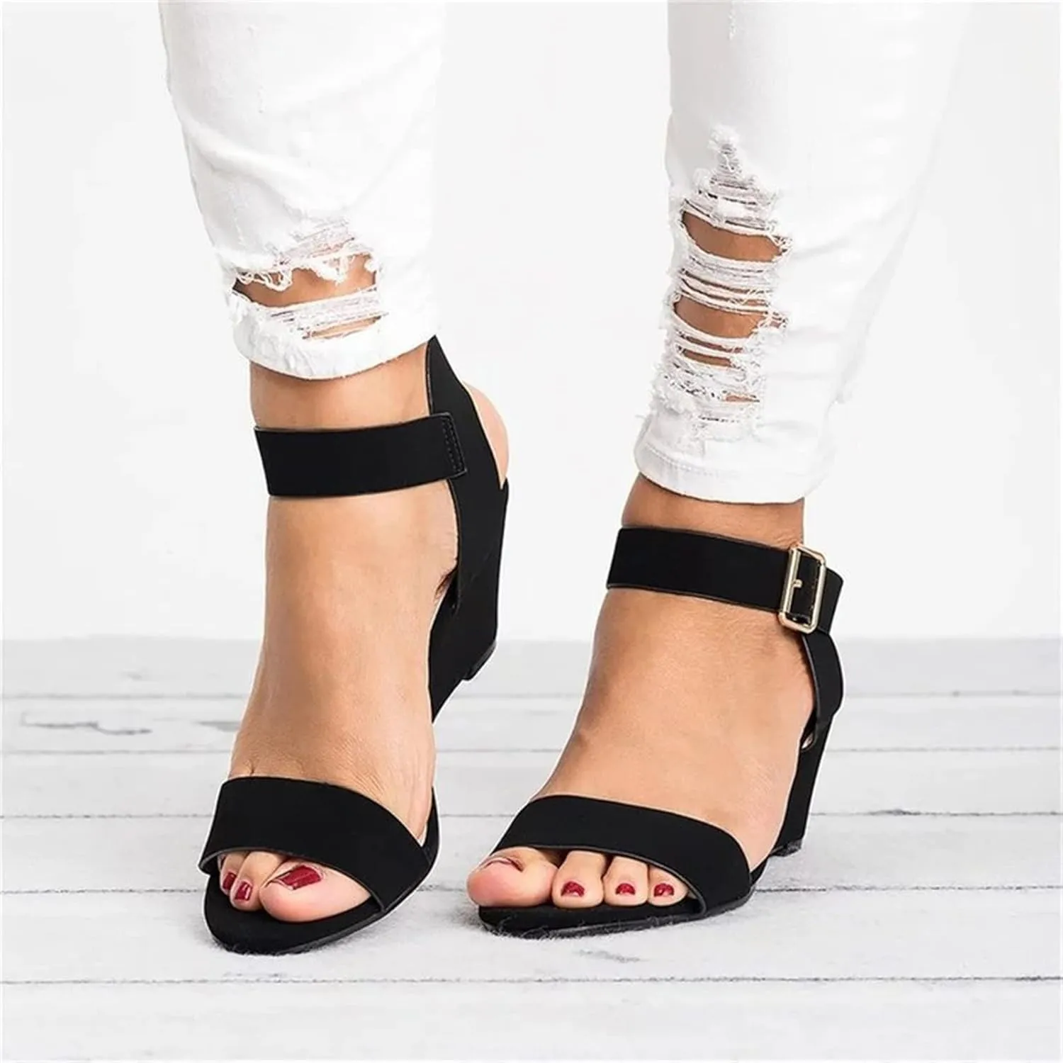 Lausiuoe Women Sandals,Womens Open Toe Ankle Strap Chunky Block High Heel Pump Sandals Casual Dressy Summer Sandals
