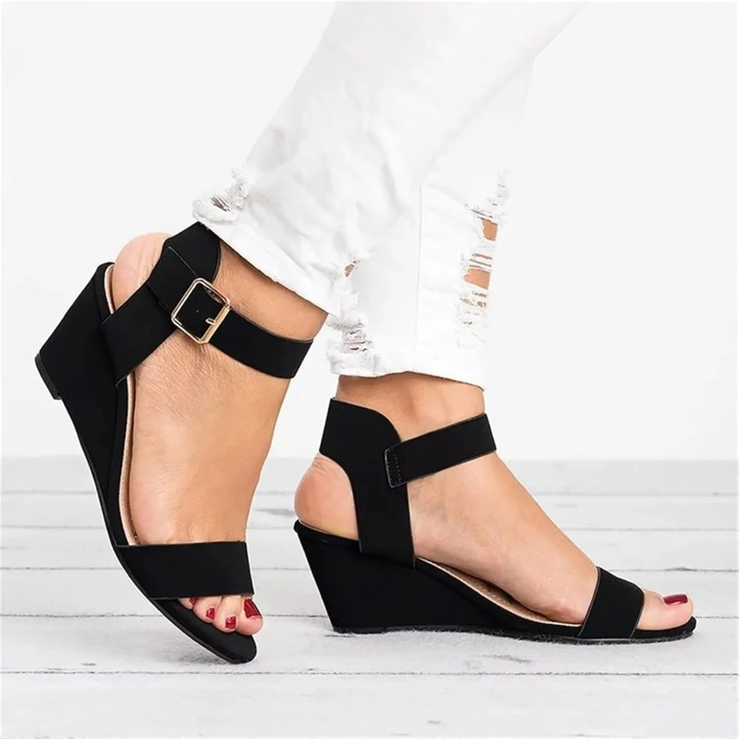Lausiuoe Women Sandals,Womens Open Toe Ankle Strap Chunky Block High Heel Pump Sandals Casual Dressy Summer Sandals