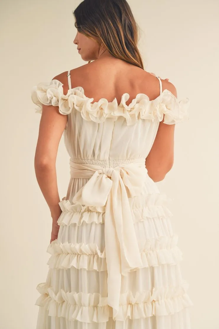Leylani Ruffle Tiered Maxi Dress - Cream