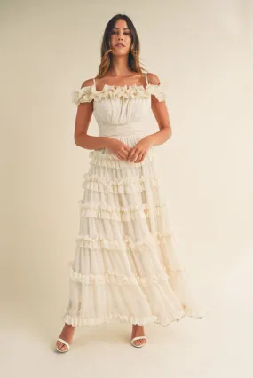 Leylani Ruffle Tiered Maxi Dress - Cream