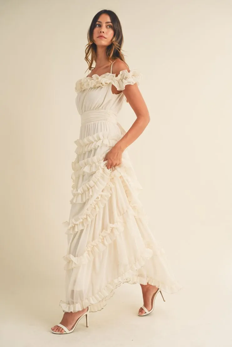 Leylani Ruffle Tiered Maxi Dress - Cream