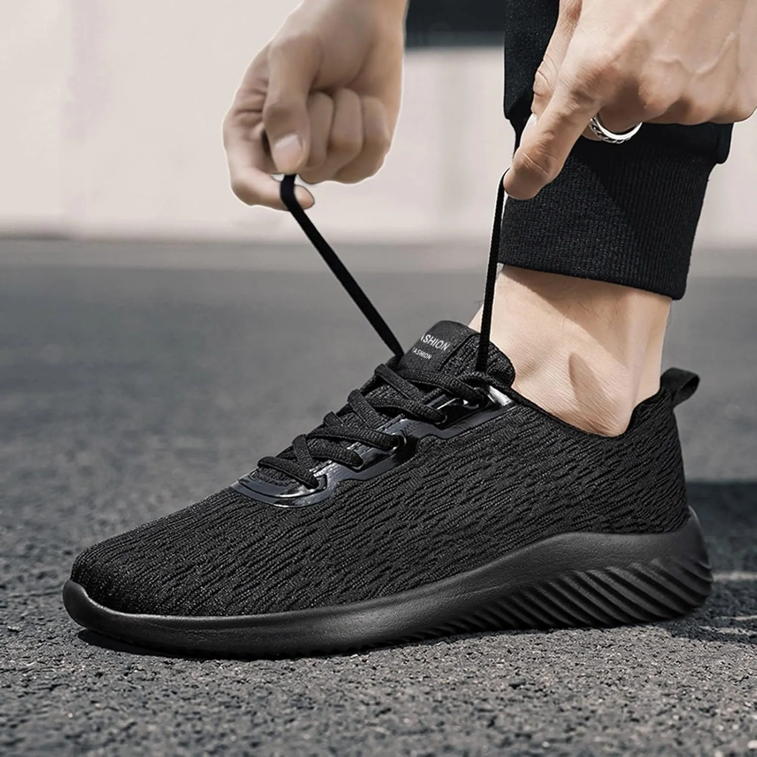 Mens Loafers & Slip-Ons Fashion Men Mesh Casual Sport Shoes Lace Up Solid Color Running Breathable Soft Bottom