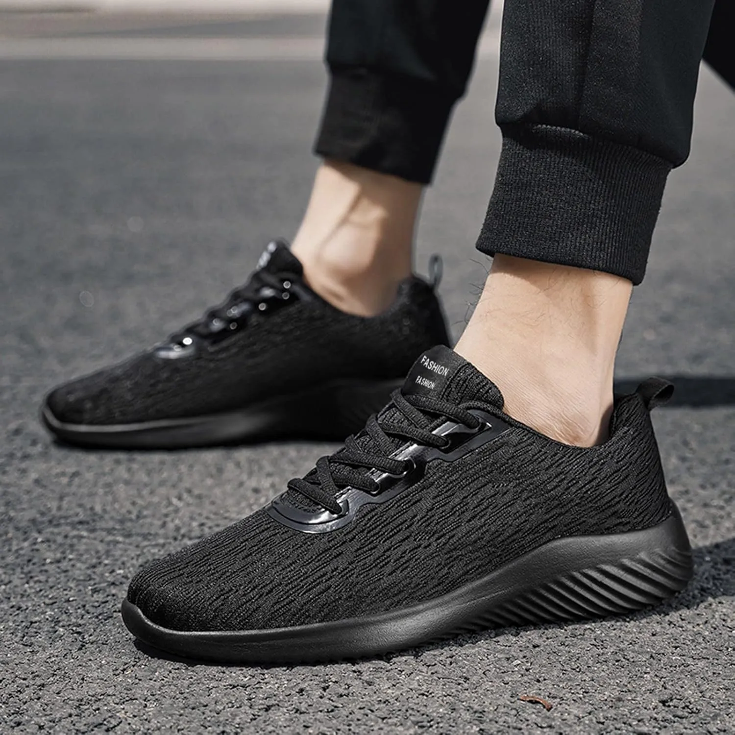 Mens Loafers & Slip-Ons Fashion Men Mesh Casual Sport Shoes Lace Up Solid Color Running Breathable Soft Bottom