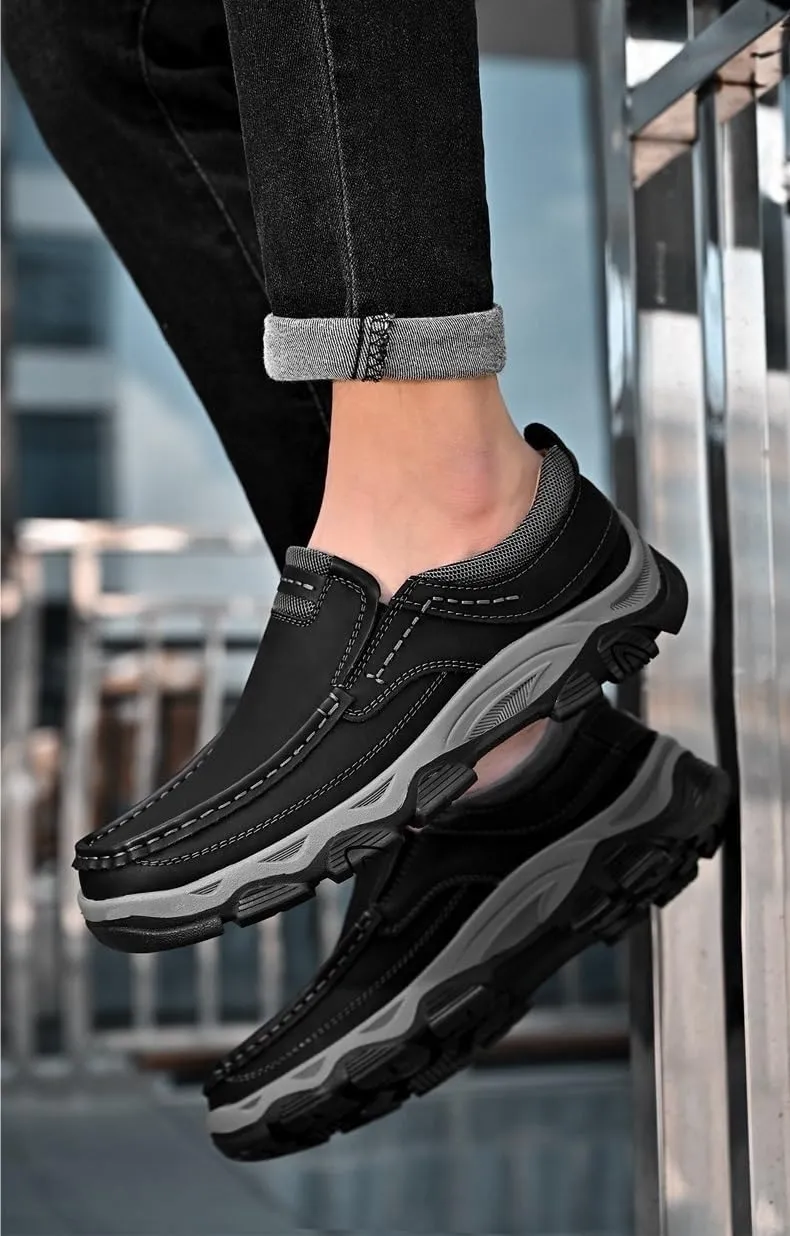 Men's Orthopedic Walking Shoes Genuine Leather Slip On Loafers Slip On Orthopedic Shoes Arch Support Lightweight Comfortable Casual Sneakers