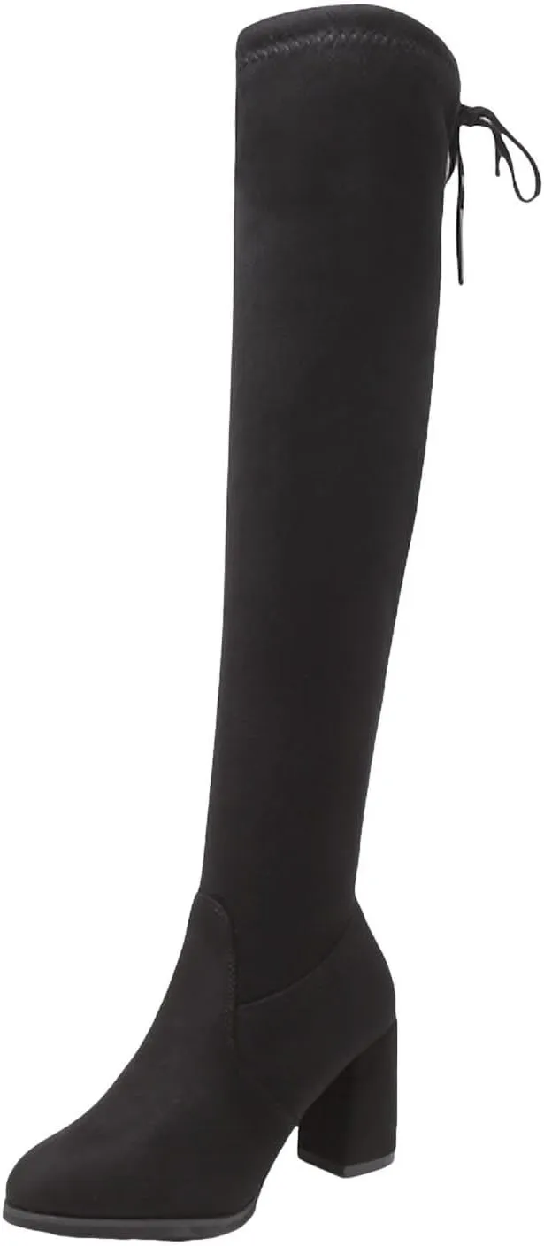Over the KneeBoots for Women Sexy Stretch Thigh HighBoots Stylish Chunky High Heel Tall Boots Wide Calf Fall Boots