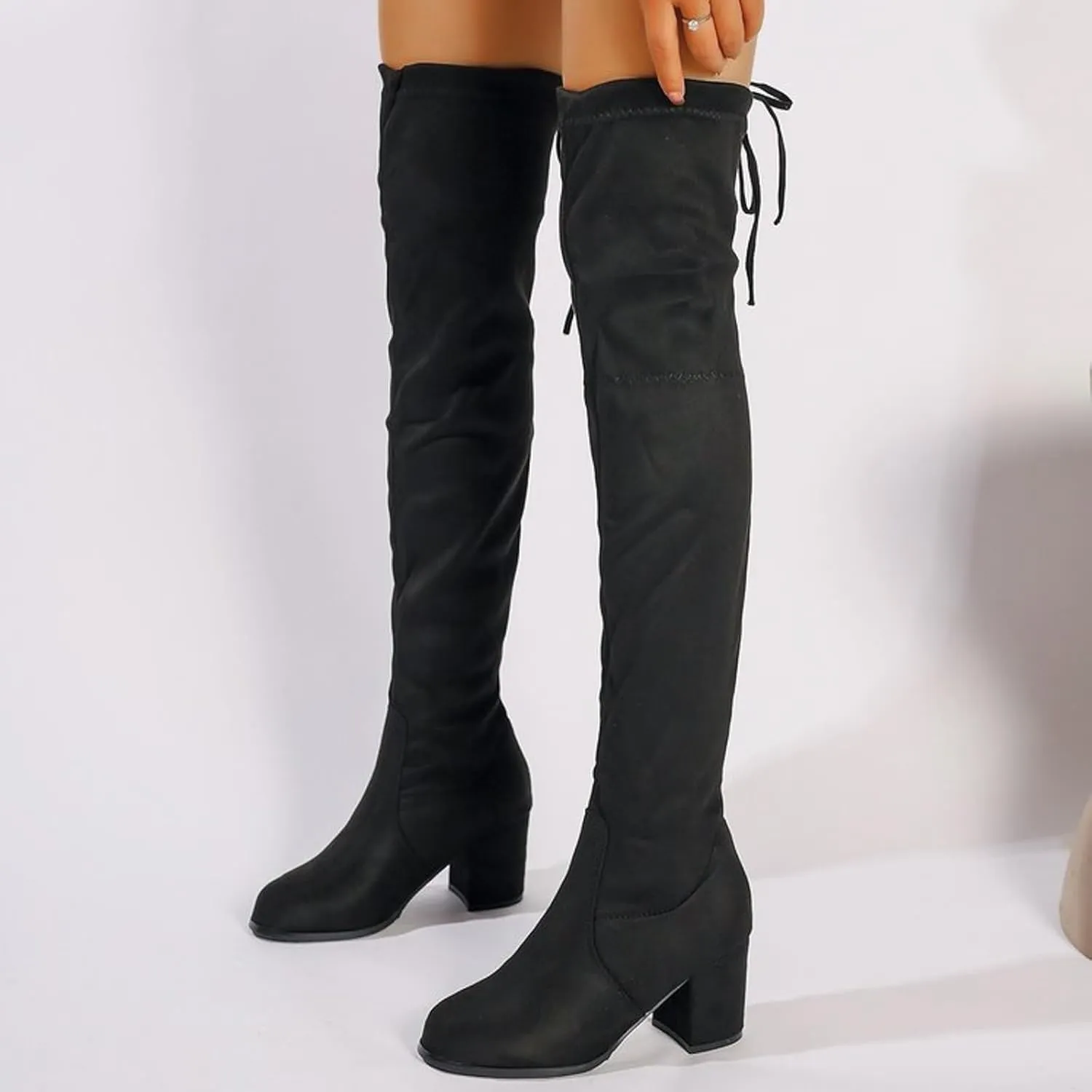 Over the KneeBoots for Women Sexy Stretch Thigh HighBoots Stylish Chunky High Heel Tall Boots Wide Calf Fall Boots