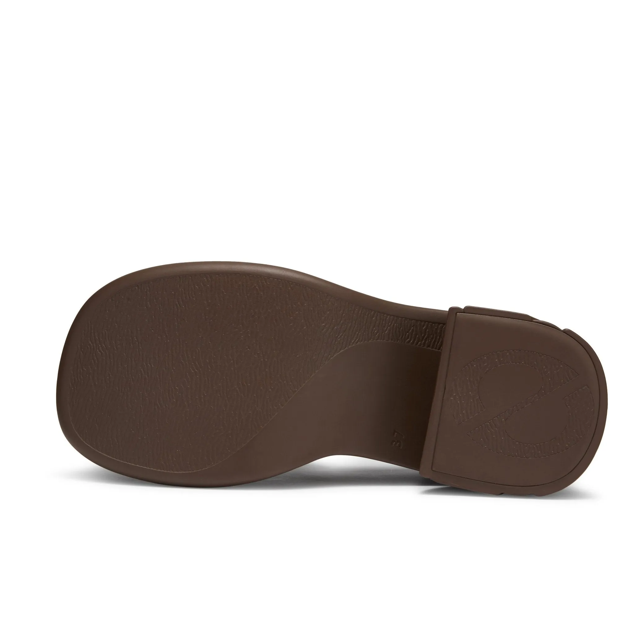 Round toe thick-heeled shoes in Brown