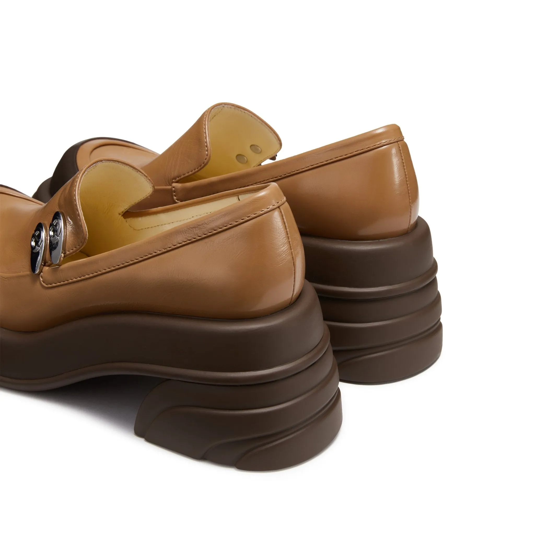 Round toe thick-heeled shoes in Brown
