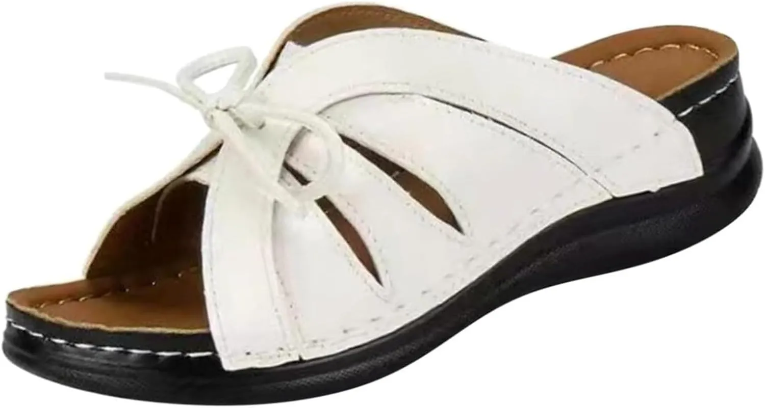 Sandals Women Comfortable Dressy Arch Support Orthopedic Flip Flops Low Wedge Hiking Walking Summer Orthotic Slides Slippers