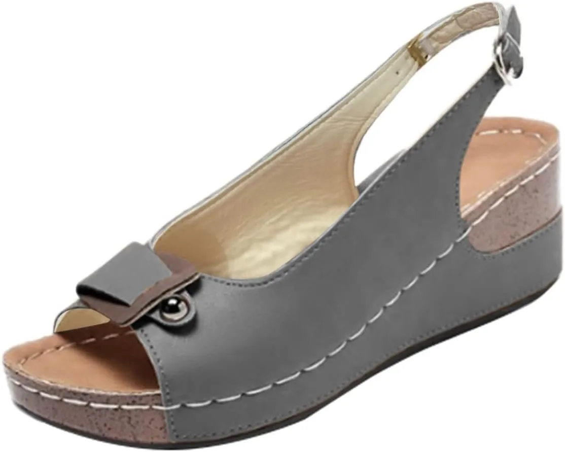 Summer Wedge Sandals for Women Peep Toe Platform Wedge Sandal Casual Comfortable Ankle Strap Dressy Sandals with Arch Support Orthopedic Sandal 2025