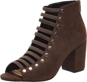 Women Toe Suede Sandals Back Zipper Cutout Sandals Chunky High Heel Ankle Strap Cork Heels for Women Wedge