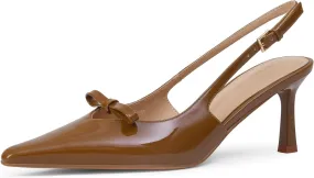 Women's Beige Kitten Heel Pumps, Size 12, One Size Fits Most, Faux Leather, Slingback, Pointed Toe, Casual, Classic, Spring/Summer, Women's Shoes